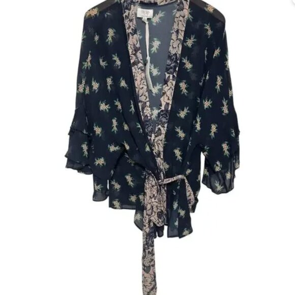 NWTs Johnny Was Jade Ezra Mixed Floral Wrap Top Kimono (L) Large - Picture 2 of 8